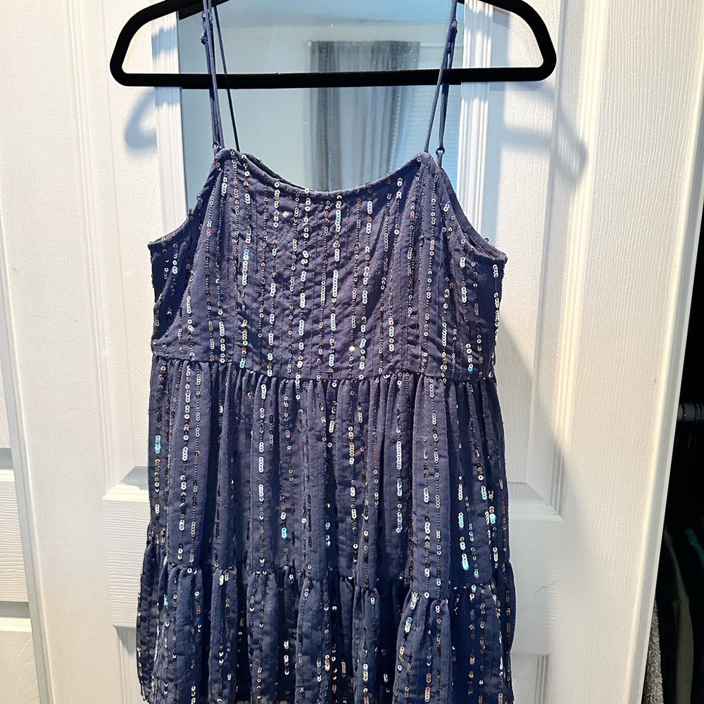 Anthropologie Blue Sequin Dress